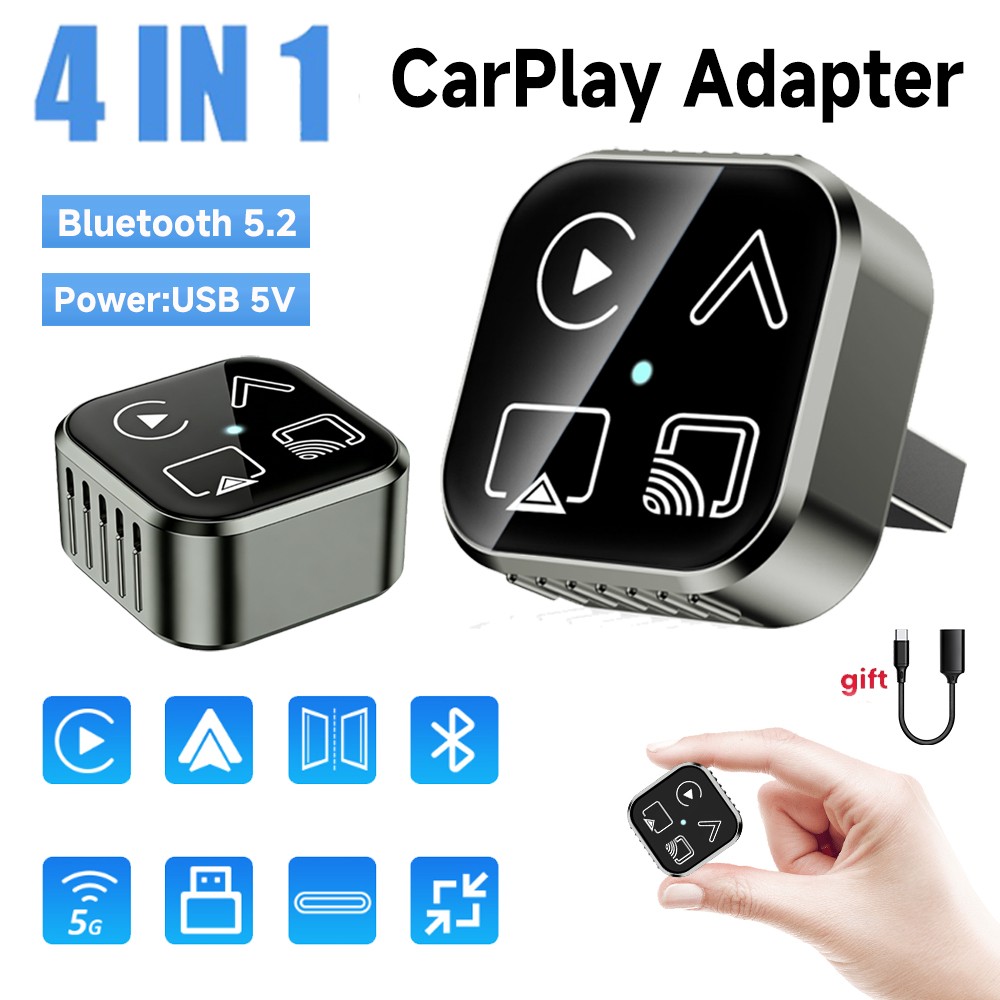 Wireless CarPlay Adapter for Apple iPhone & Android Auto USB Adapter Plug & Play