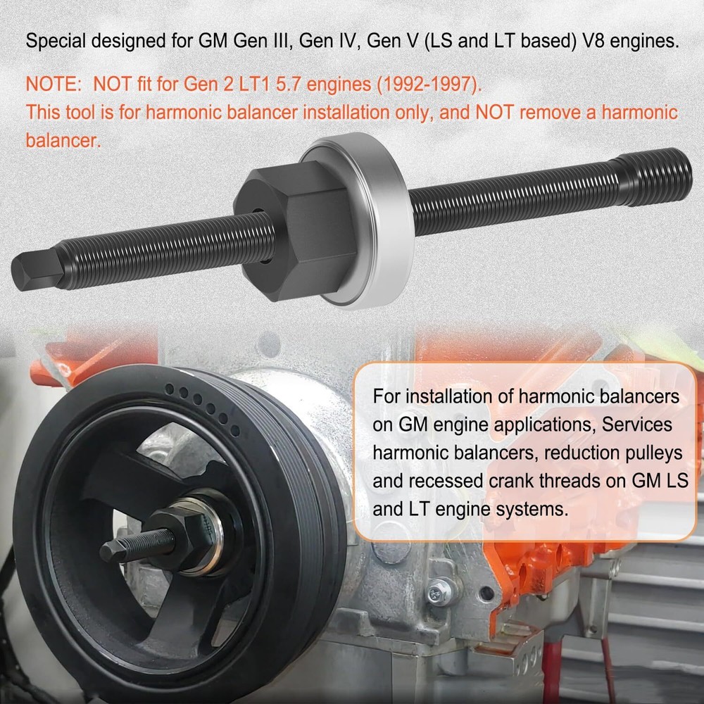 LS Harmonic Balancer Puller Installation Tool For For GM Gen III/Gen IV Engine