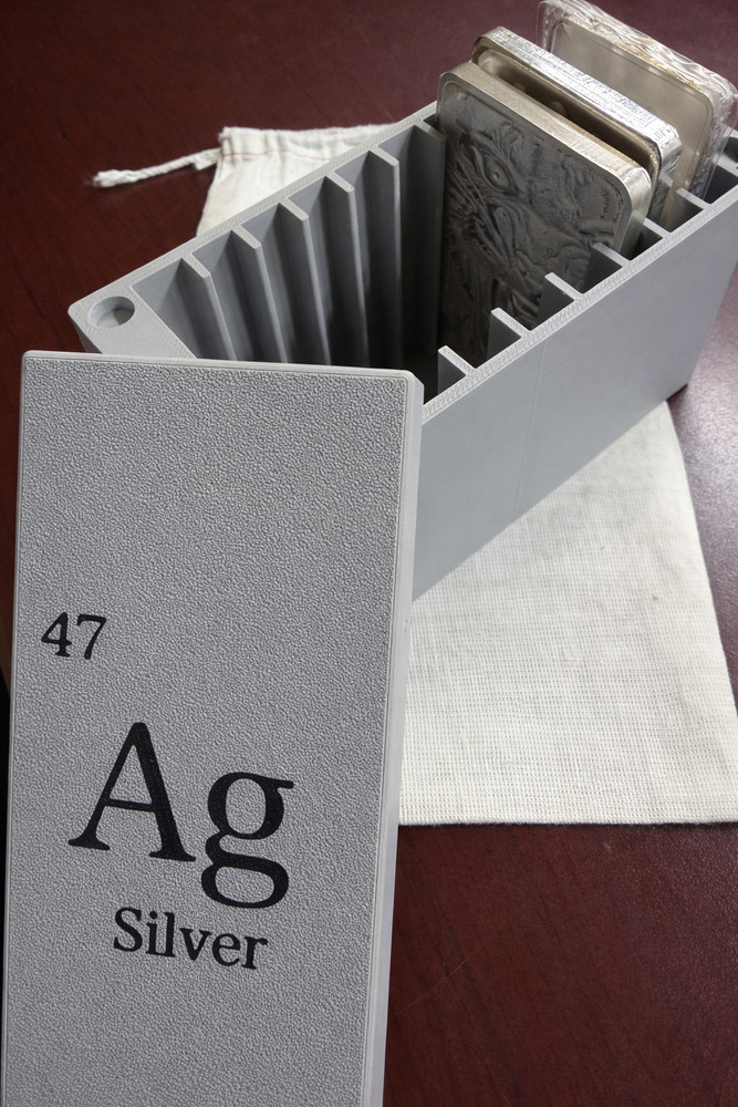 3D Printed PETG Silver storage box. Holds (10x) 10oz silver bars in Capsule.