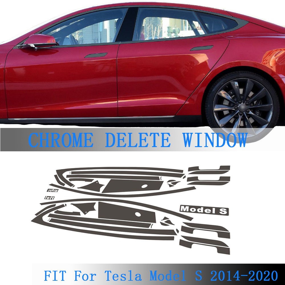 Matte Black Chrome Delete Window Trims For Tesla Model S 2014-2020