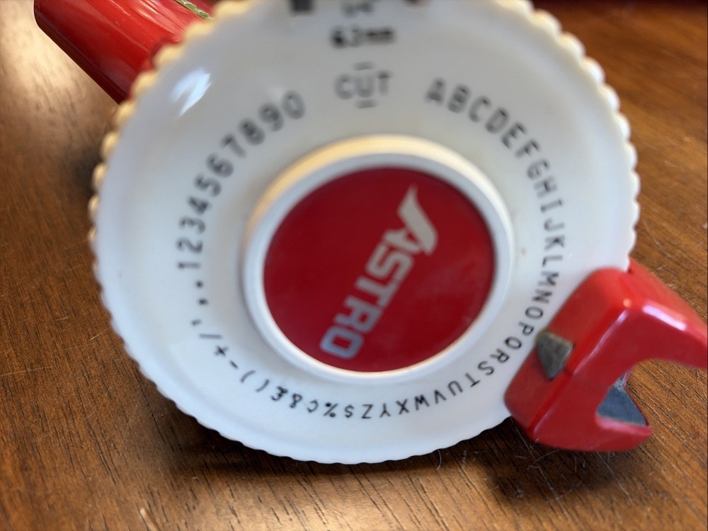 Vintage ASTRO Red Compact Model Handheld Rotary Label Maker Embosser