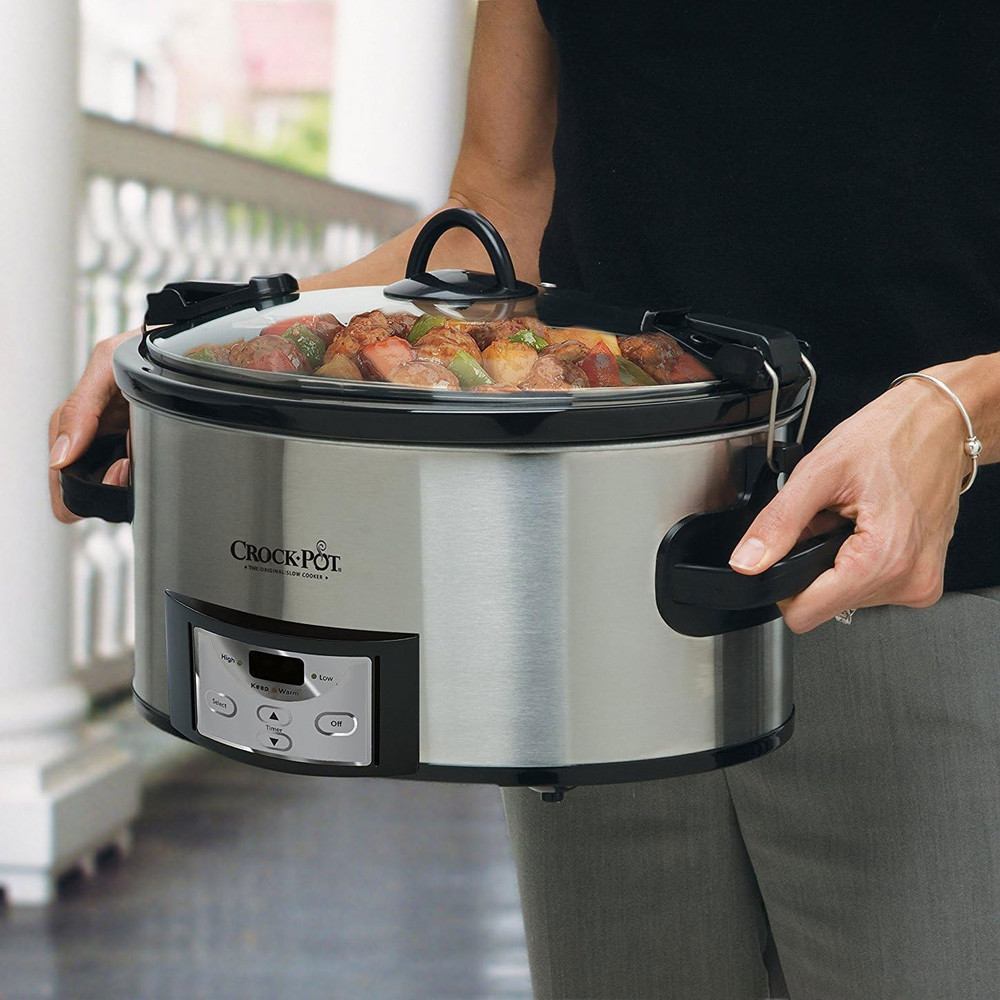 Crock-Pot 6 Quart Cook & Carry Programmable Slow Cooker with Digital Timer Stain