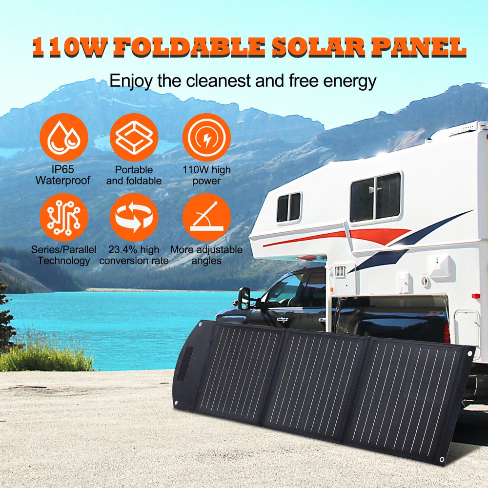 110W Portable Solar Panel Waterproof IP65 Foldable Solar Panel Kit for Outdoor