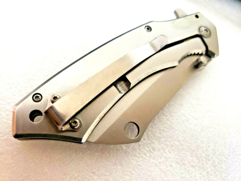 Spider Web Sheepsfoot Spring Assisted Pocket Knife Frame Lock Tip Up Carry