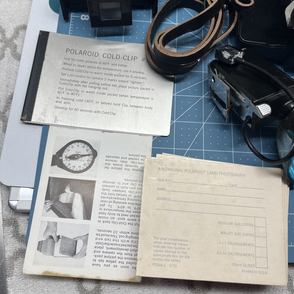 Vintage Polaroid 100 Automatic Land Camera caring Case Flash Manual extra lens ￼