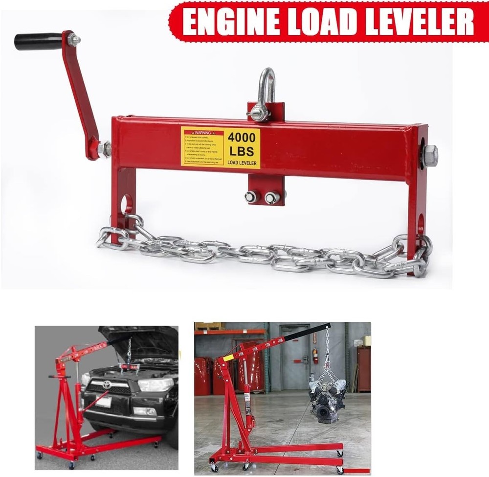 Securely Lift and Level Engines - 2 Ton Steel Engine Hoist with Support Chains