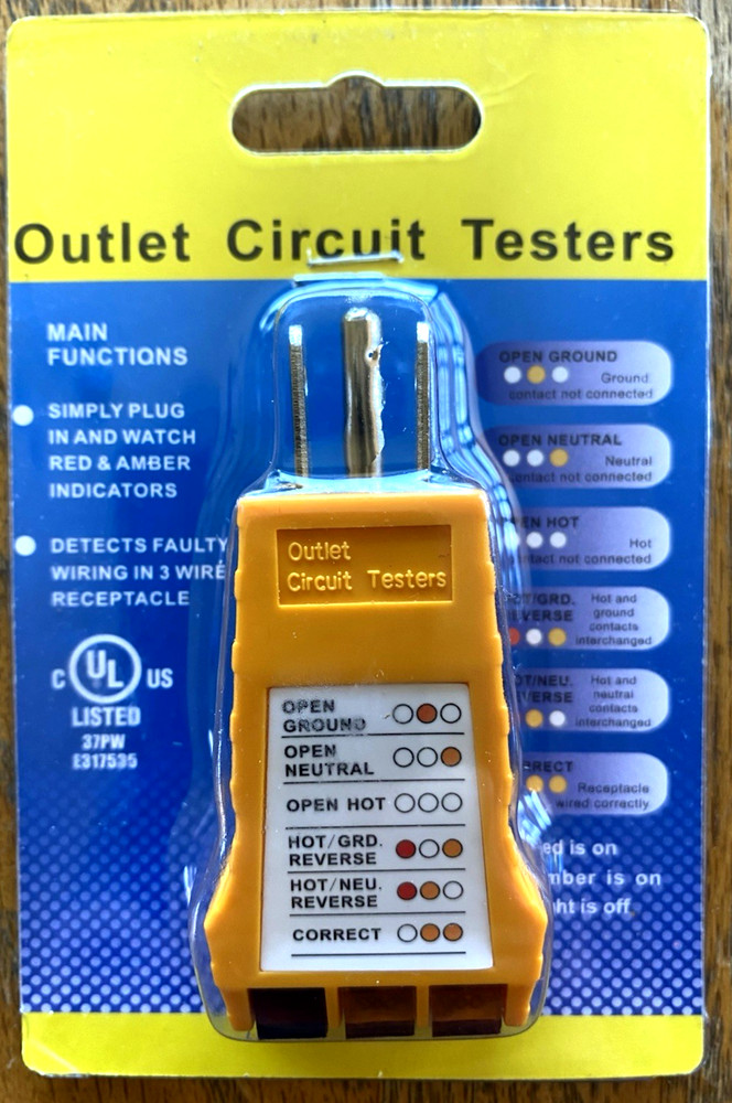 Outlet Tester Model SK300,Circuit Analyzer,6 Visual LED Tests, Easy Read Chart
