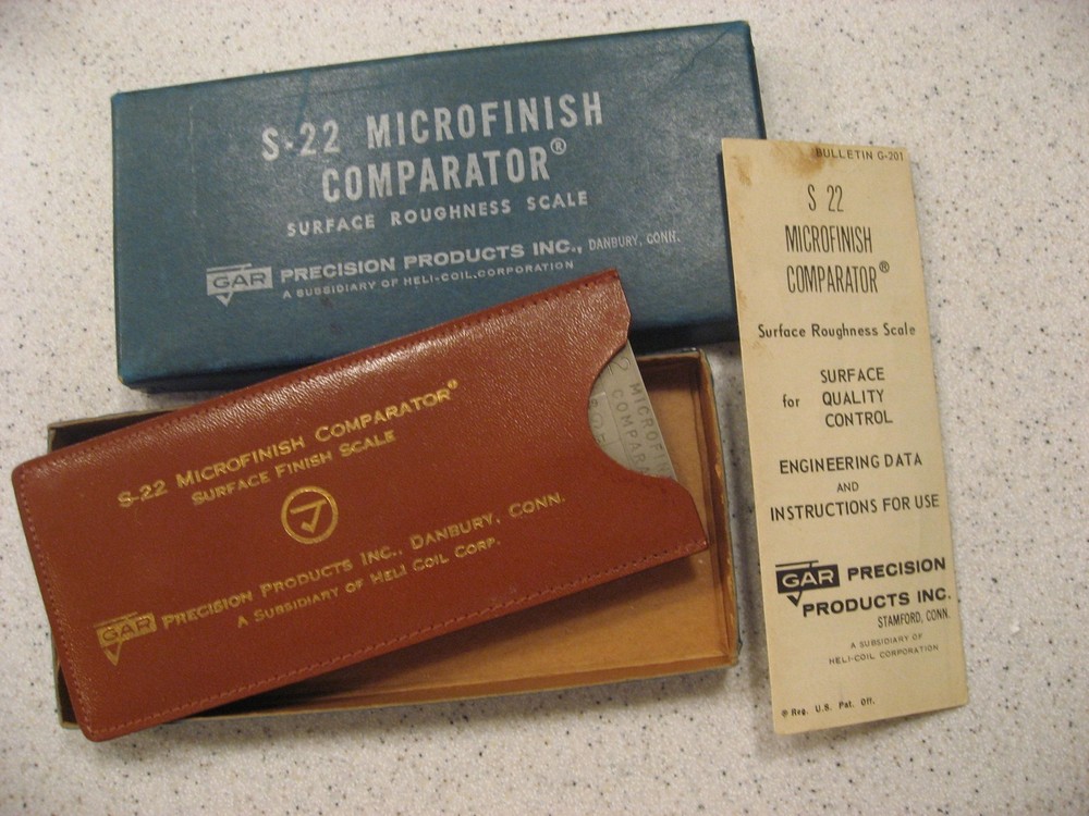 Gar Microfinish Comparator Surface Roughness Scale S-22 Conventional Machining