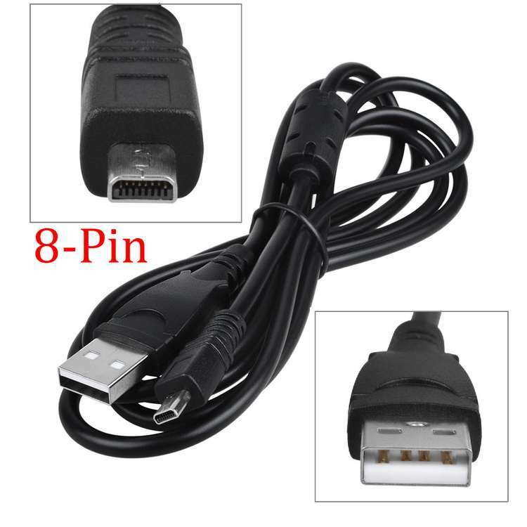 Black USB PC Charger + Data SYNC Cable Cord for Sanyo CAMERA Xacti VPC-E1600TP