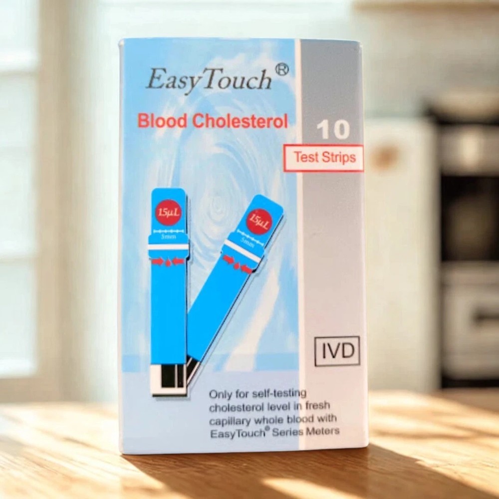 Original New 10 Test Strips Easy Touch For Cholesterol Level Check