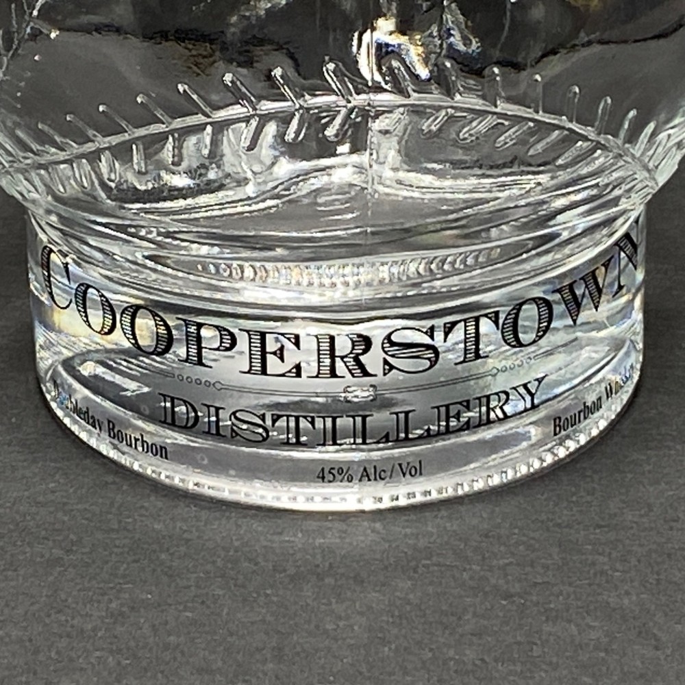 Cooperstown Distillery Doubleday Bourbon Baseball Shaped Glass Decanter Empty