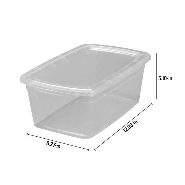 Project Source Small 1.5 -Gallons Clear Stackable Tote with Standard Snap Lid