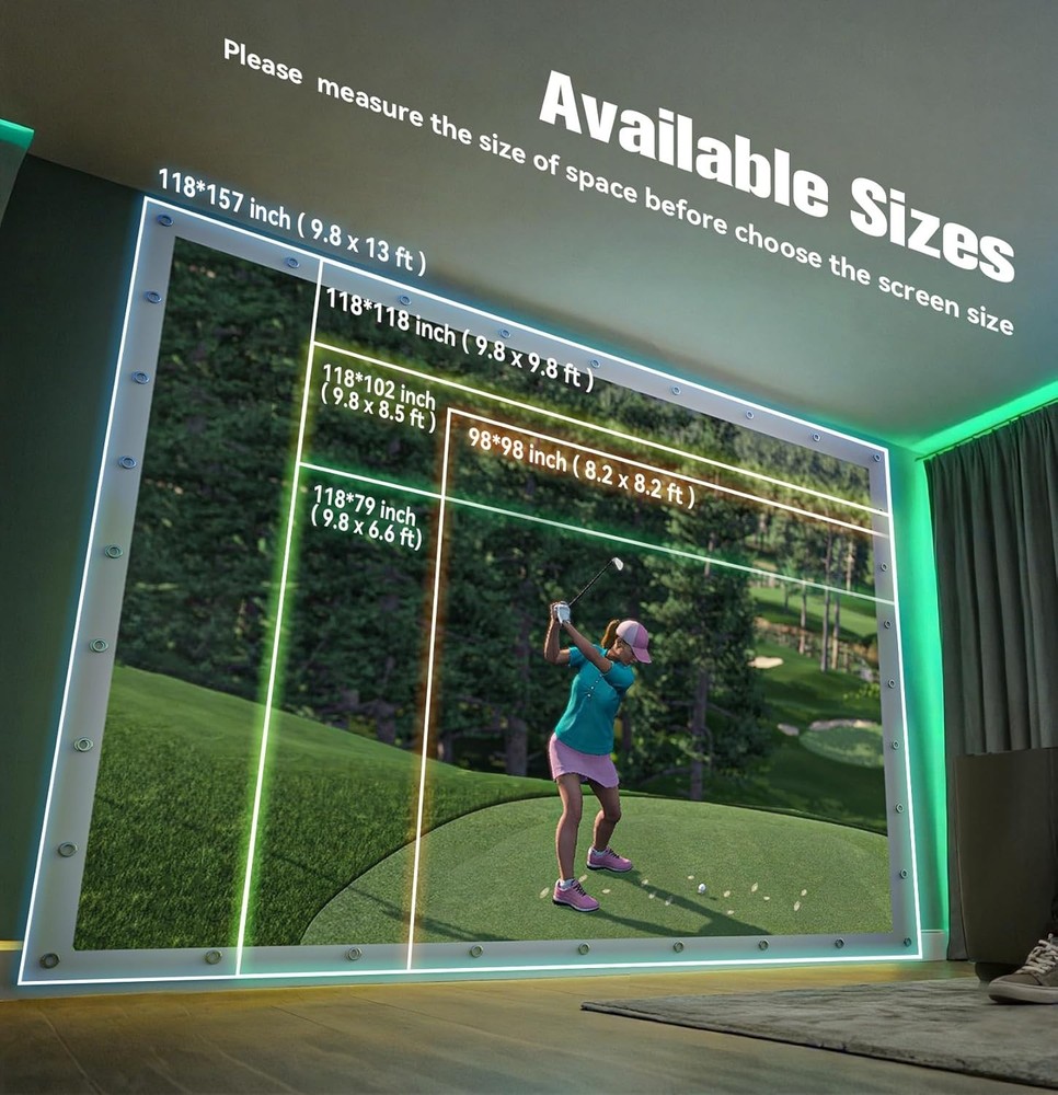 High-Quality Golf Simulator Impact Screen - 5 Sizes Available for All Projectors