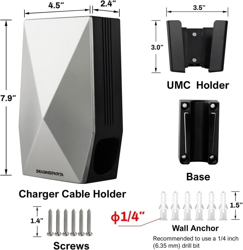 Soporte Cable Carga Aluminio para Conector Pared con Soporte