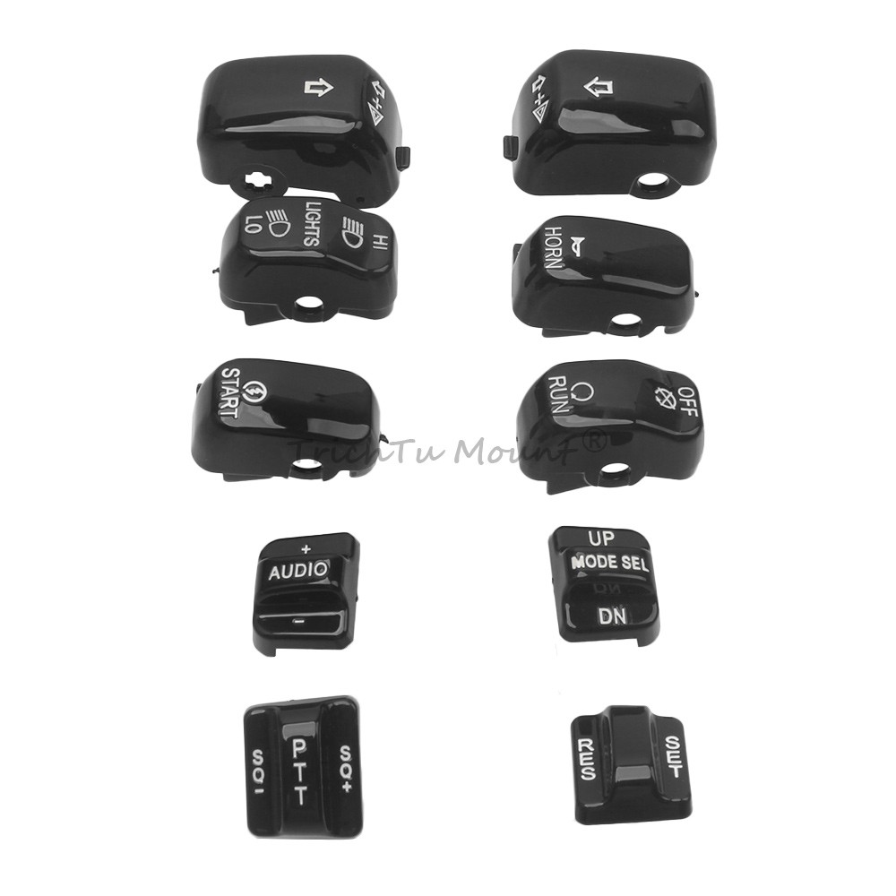 For Harley Road Glide FLTR FLTRU 10PCS Hand Control Switch Button Covers Chrome