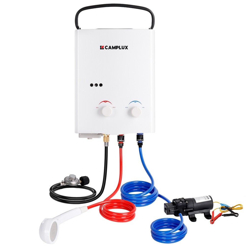 CAMPLUX 5L Portable Propane Gas Tankless Water Heater, 1.32 GPM Tankless Shower