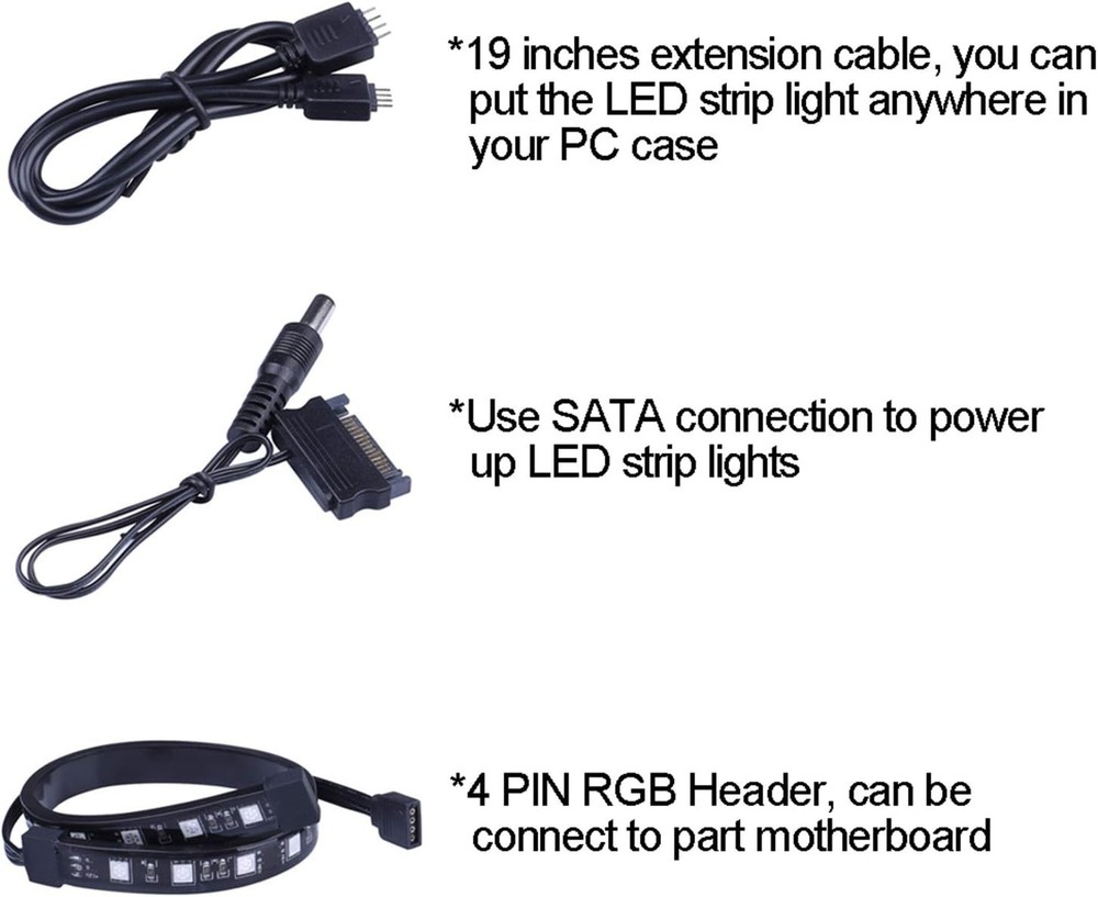 RGB LED Strip Computer Lighting via Magnet with Controller for Desktop Comput...