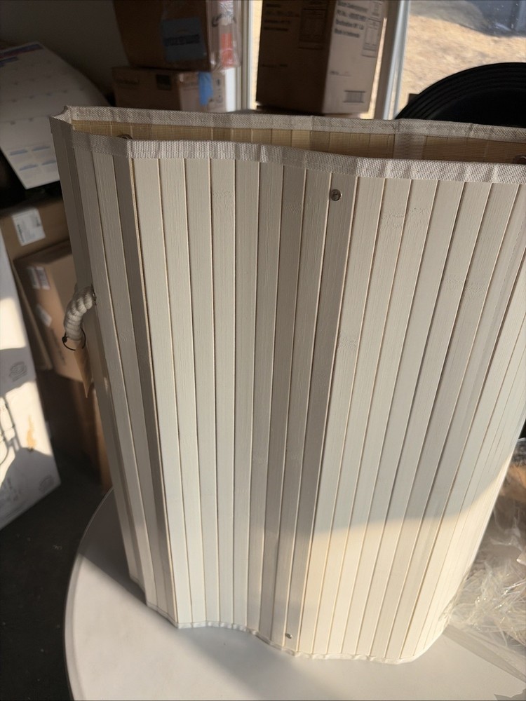 57 Liter Round Bamboo Hamper In White