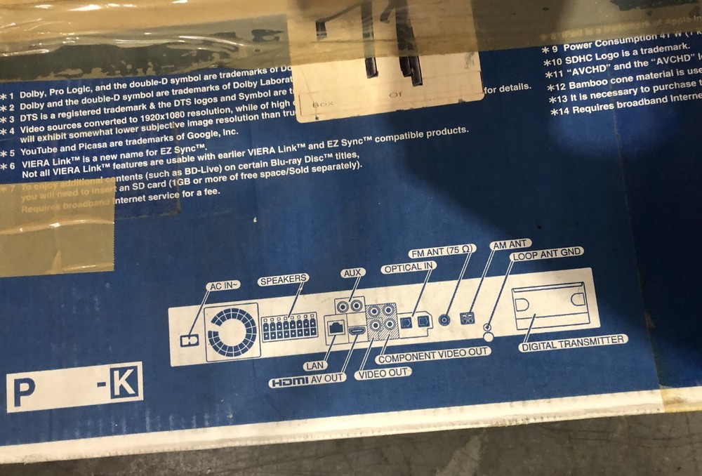 Panasonic SC-BT 300 Blu-Ray Disc Theater - Untested