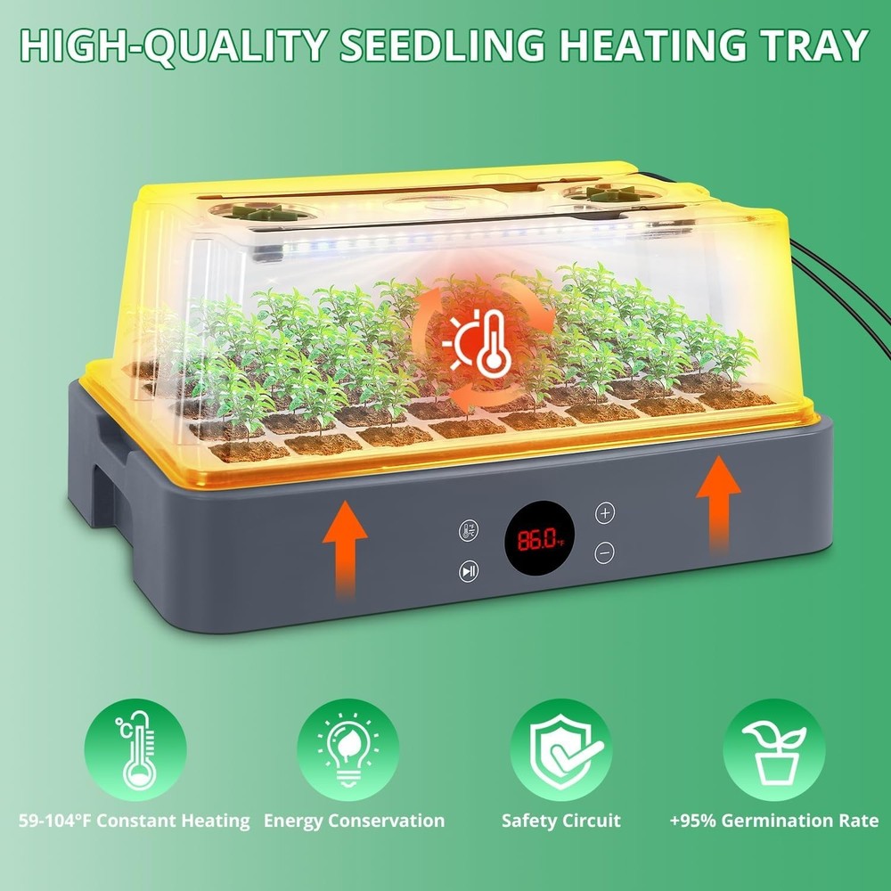 Seed Starter Kit with Adjustable Grow Light & Humidity Dome, 40 Cells
