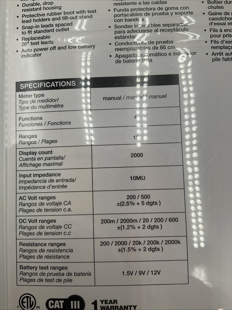 Gardner Bender 14 Range 4-Function Manual Ranging Digital Multimeter With Rubber