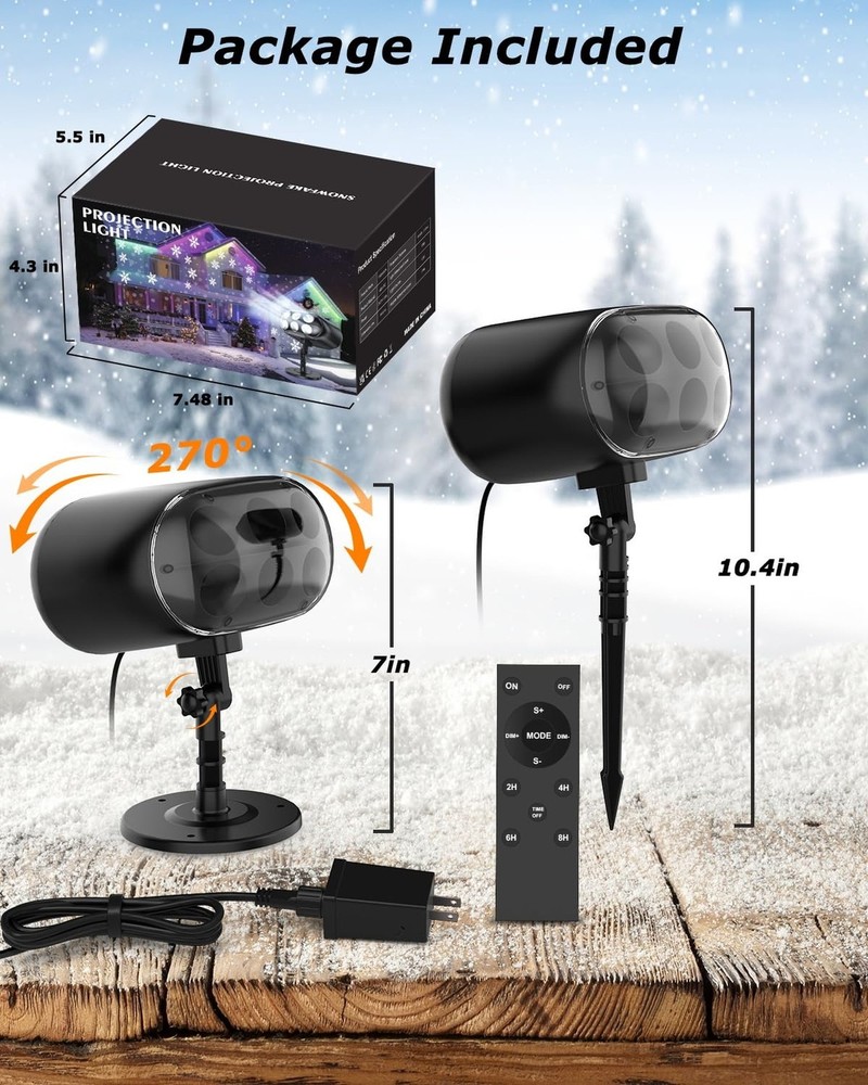 Snowflake Projector Lights with Remote, Timer, Dimmer, IP65 Waterproof丨Ch
