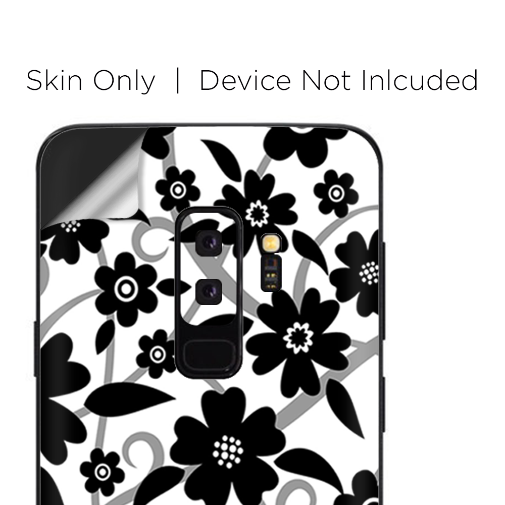 Samsung Galaxy S9 Plus Skins Decals - Black white Flower Print