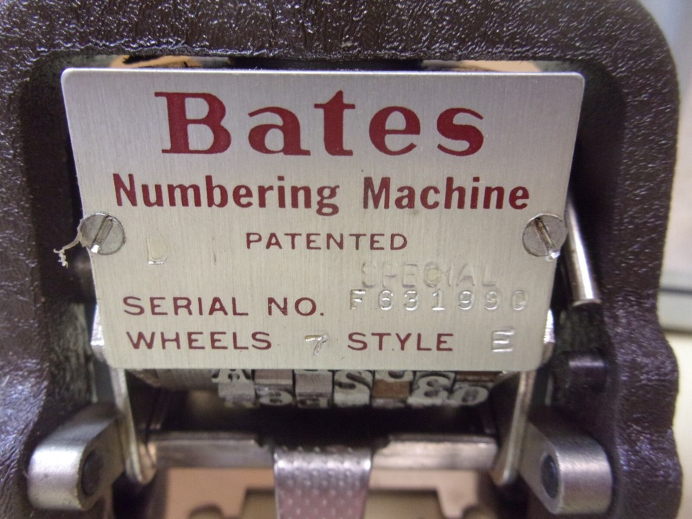 Bates 7 Wheel Numbering Machine Style E