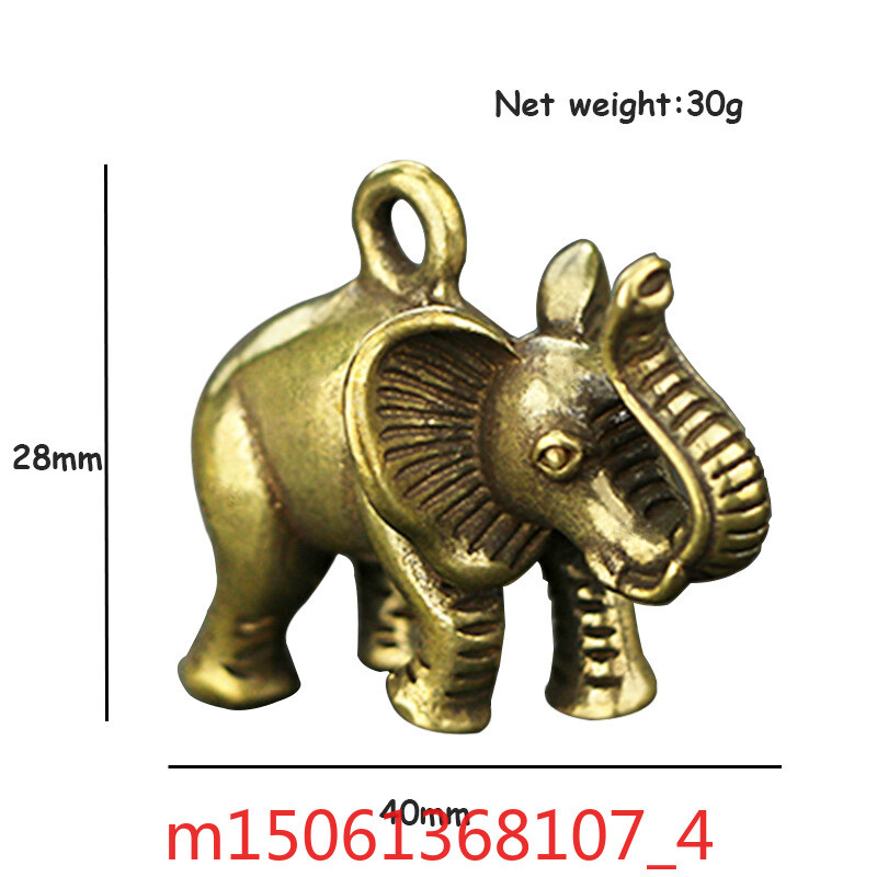 Mini Cute Brass Elephant Figurine Desktop Ornament Hook Elephant Keychain