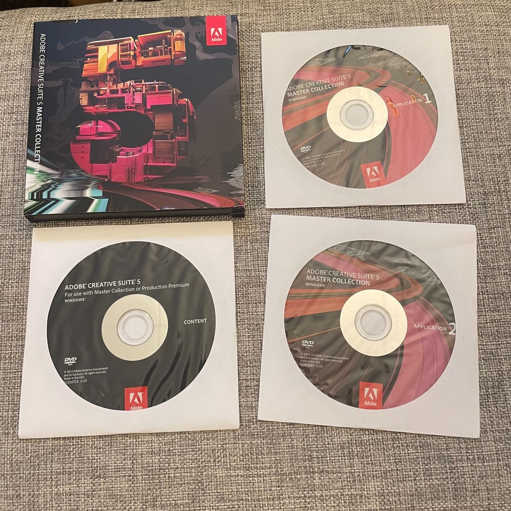 Adobe CS5 Master Collection for Windows Discs Only No Serial Number