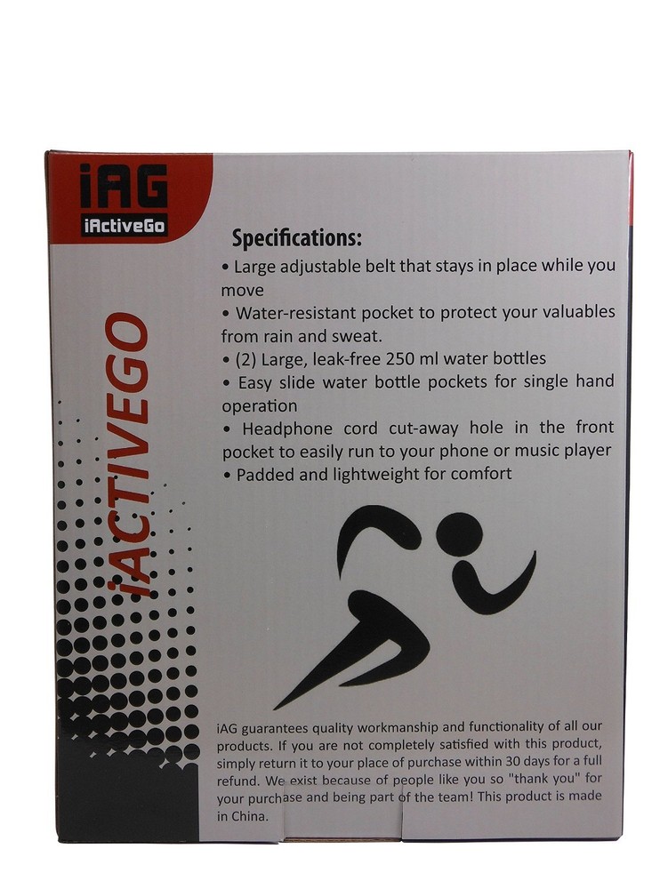 iACTIVEGO Running Belt: (2) Leak-Free Hydration Bottles-Adjustable Belt