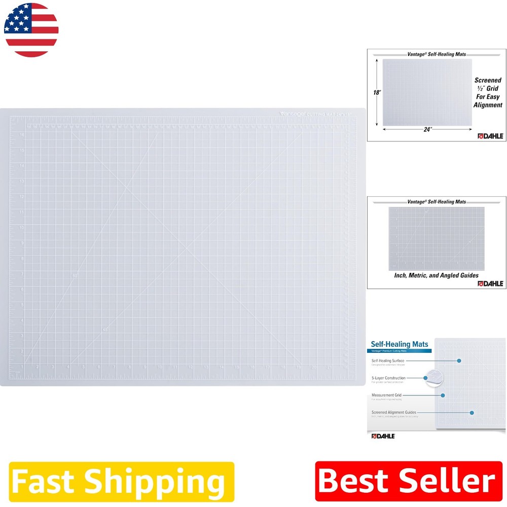 18x24 Self-Healing Cutting Mat, 5-Layer PVC, See-Through Grid