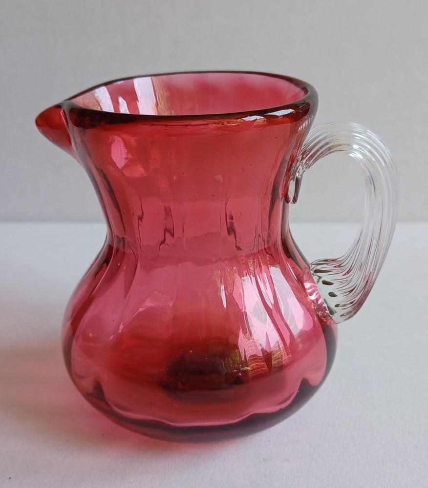 Cranberry Glass Creamer 3 1/2" Tall