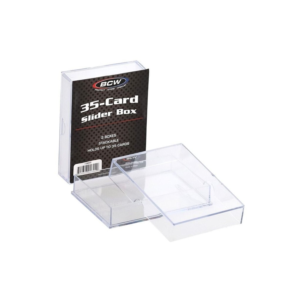 (20 Boxes) BCW 35 Card Size Slider Box Stackable Plastic Card Storage Cases