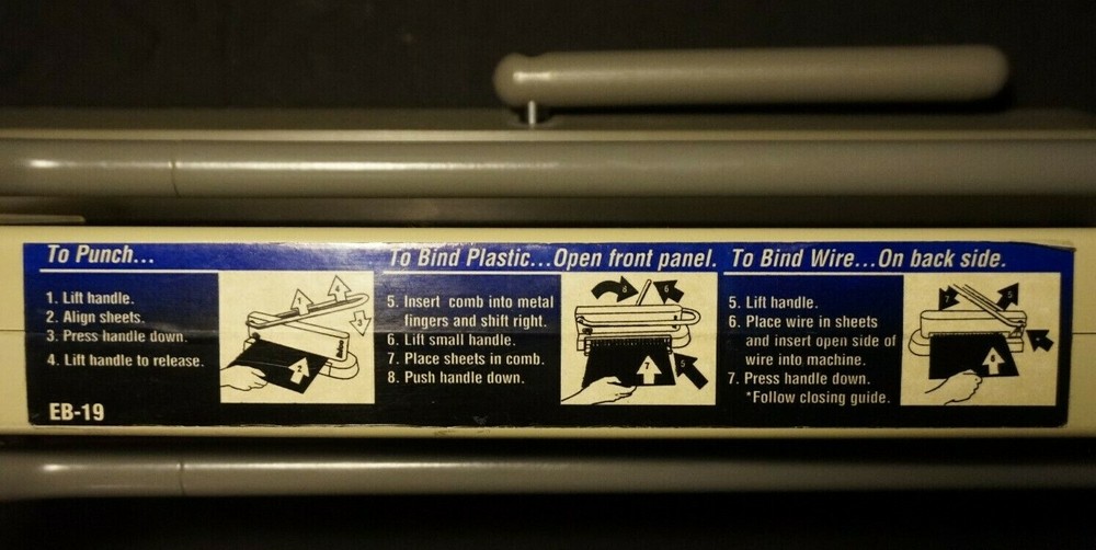 Ibico Brand Model EB-19 Plastic & Wire Heavy Duty Binding Machine