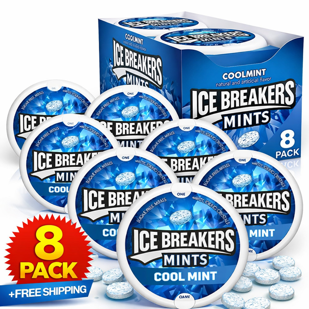 ICE BREAKERS Sugar Free Mints, Coolmint, 1.5 Ounce (Pack of 8)