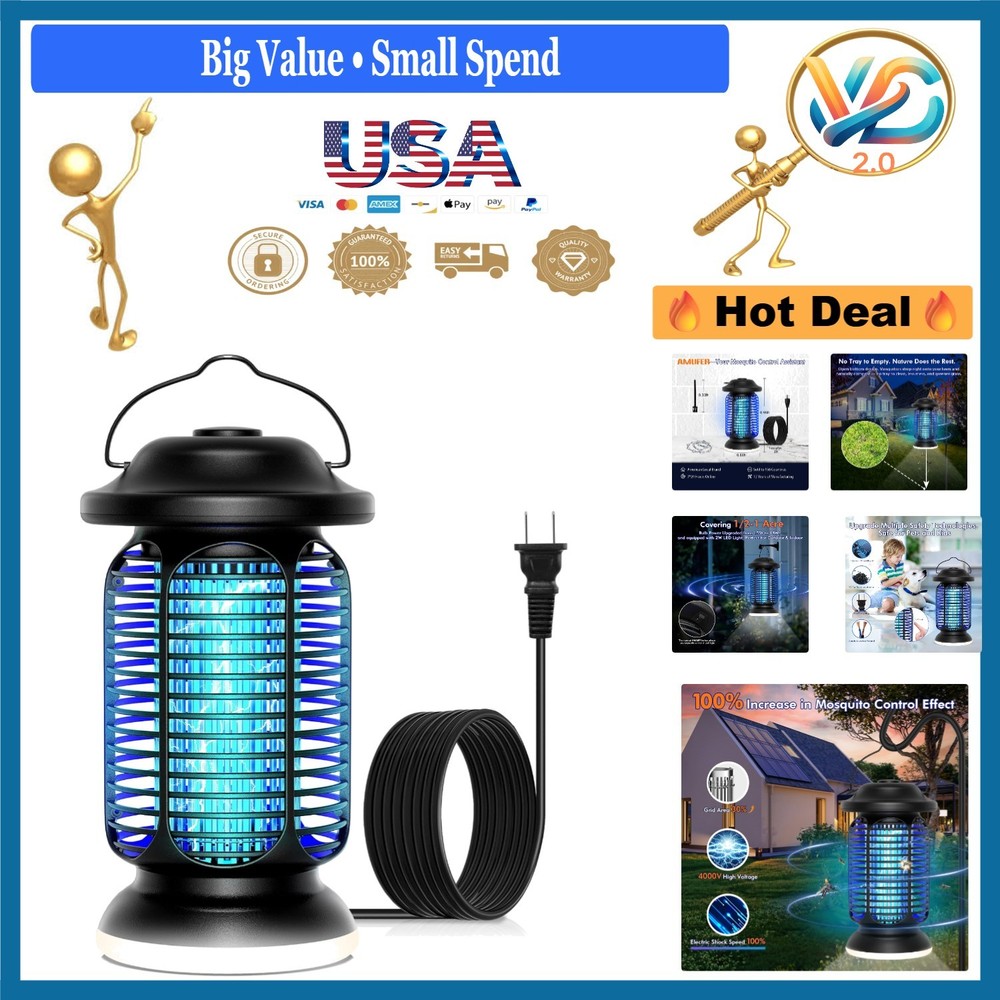 Outdoor Indoor Bug Zapper 18W Blue-Violet Light 1/2 Acre Coverage  Cert