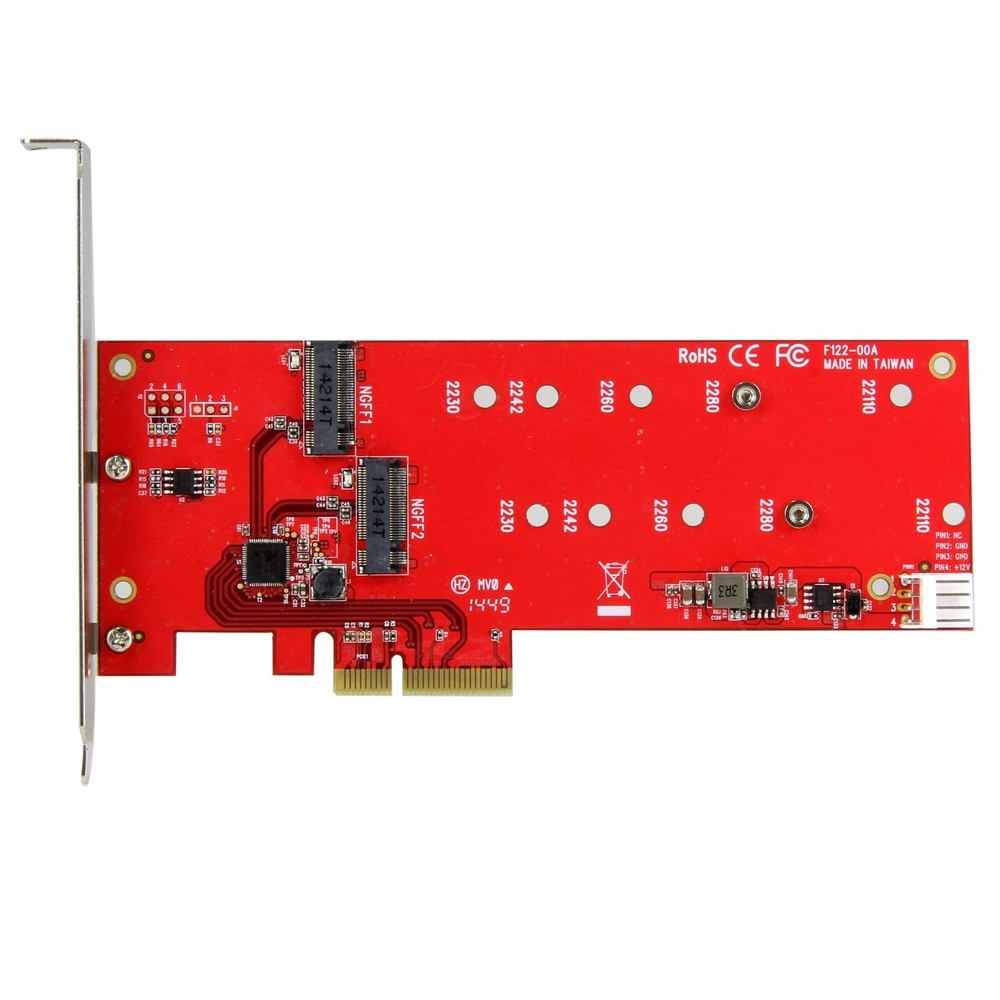 STARTECH 2x M.2 SSD Controller Card - PCIe - PCI Express M.2 SATA III PEX2M2