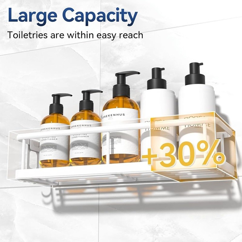 Durable Shower Organizer Caddy Rust Proof Bath Shelf Adhesive Storage Solution