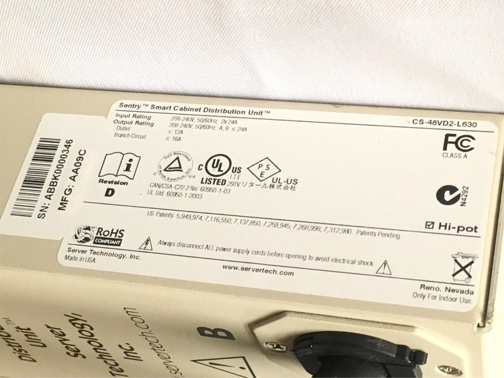 Server Tech CS-48VD2-L630 48 Outlets Sentry Smart Cabinet Distribution Unit