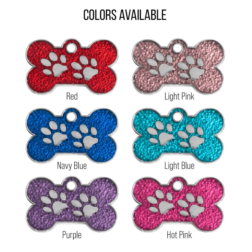 Custom Bone paw shape ID tag for small dog Silent Tags Personalized Engraved Pet