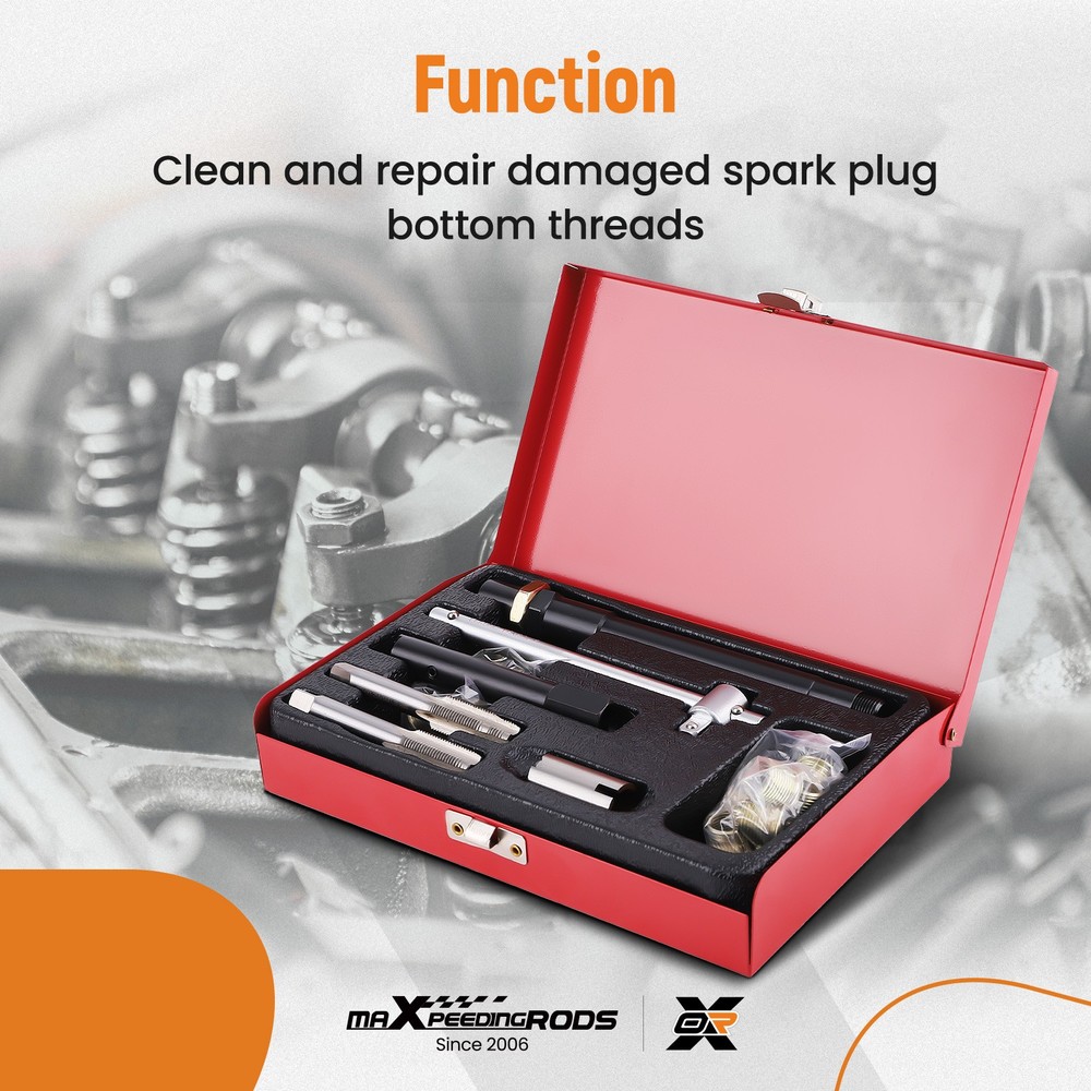 14mm Spark Plug Rethreading Kit Insert Installer Hex Key for Damaged Cylinders