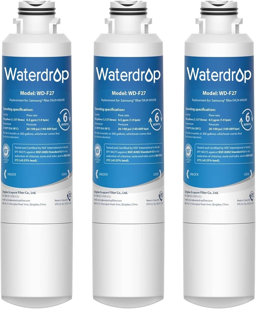 Waterdrop DA29-00020B Refrigerator Water Filter, Replacement for Samsung® (3)