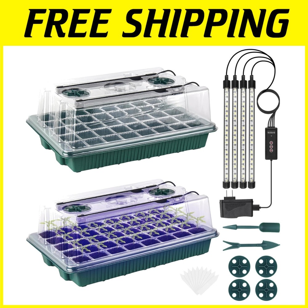 80 Cell Seed Starter Tray with Grow Light Kit