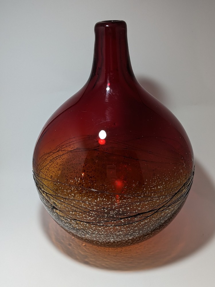 Beautiful Ruby & Gold Red Vase Blown Glass