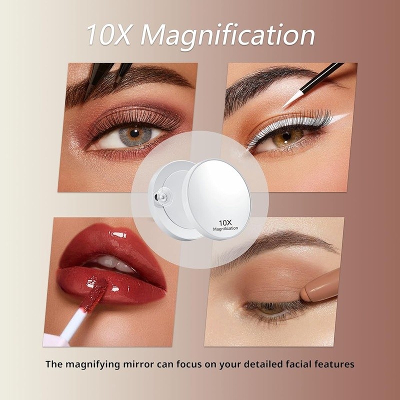 Adjustable Brightness Lighted Vanity Mirror 3 Color Modes 10X Magnifying Mirror
