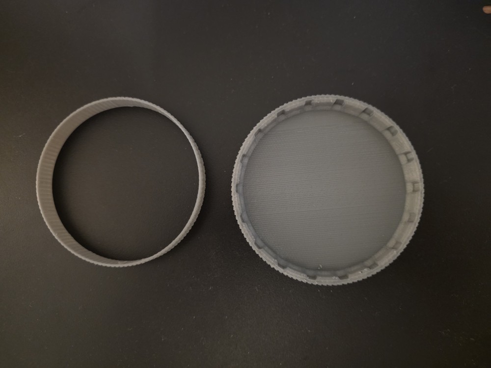 3D printed OXO Rapid Brewer Filter cap and Cup sleeve.