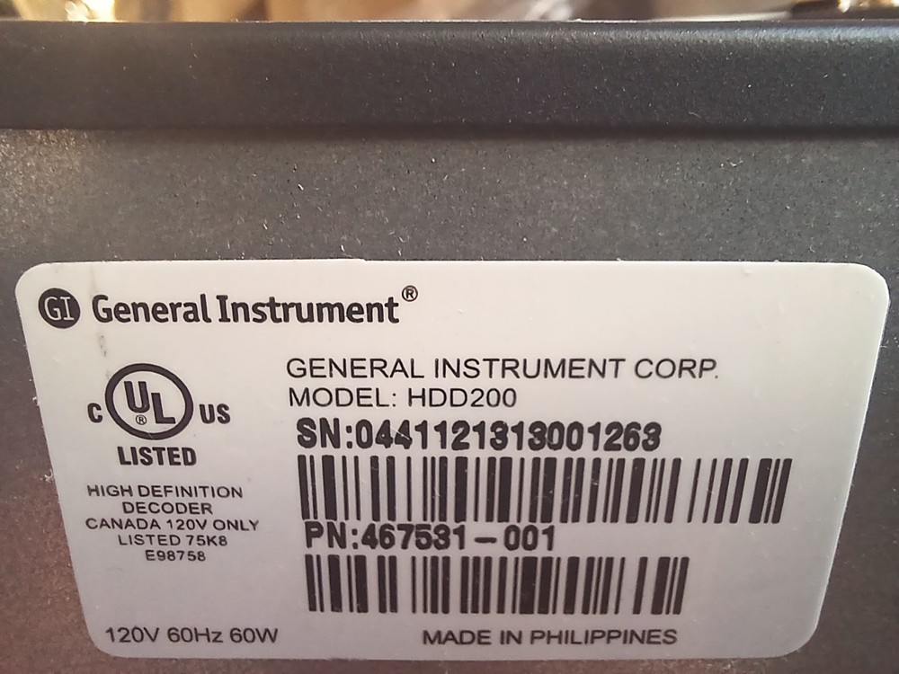 Motorola General Instrument High-definition Decoder Model Hdd - 200
