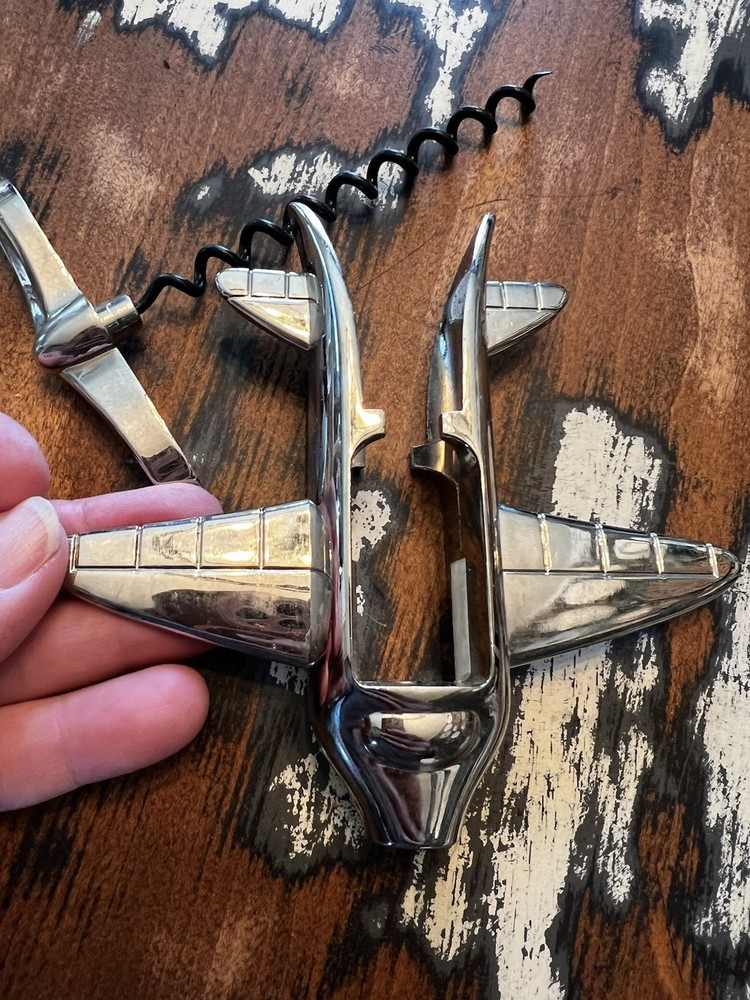 GODINGER SILVER ART Airplane Self Pull Cork Screw Silver
