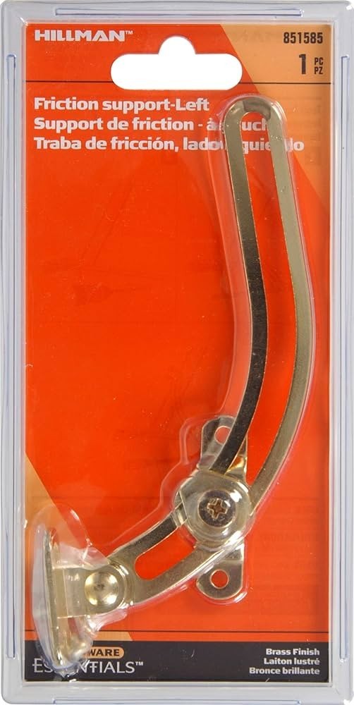 Hardware Essentials Lid Support Friction Left Side Brass
